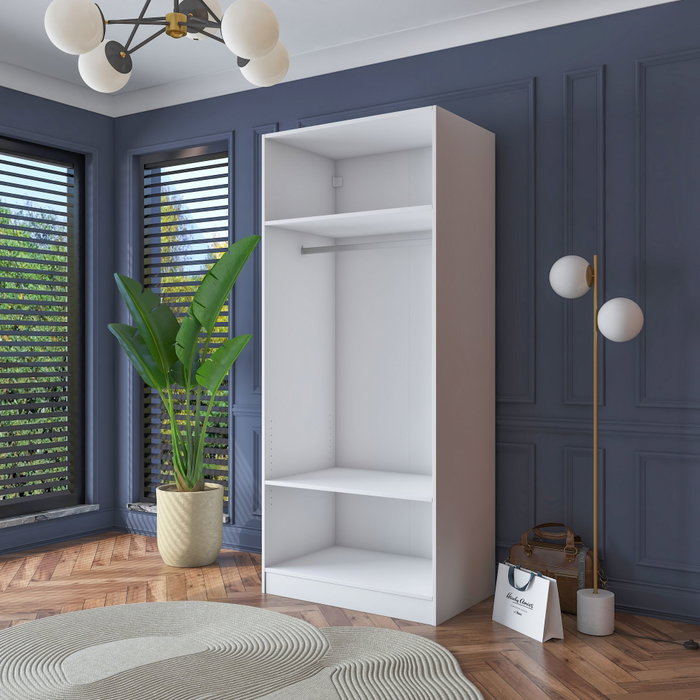 Hanah Home Armario Blanco con Puertas Recubiertas de Membrana Hanah Home Armario Blanco con Puertas Recubiertas de Membrana